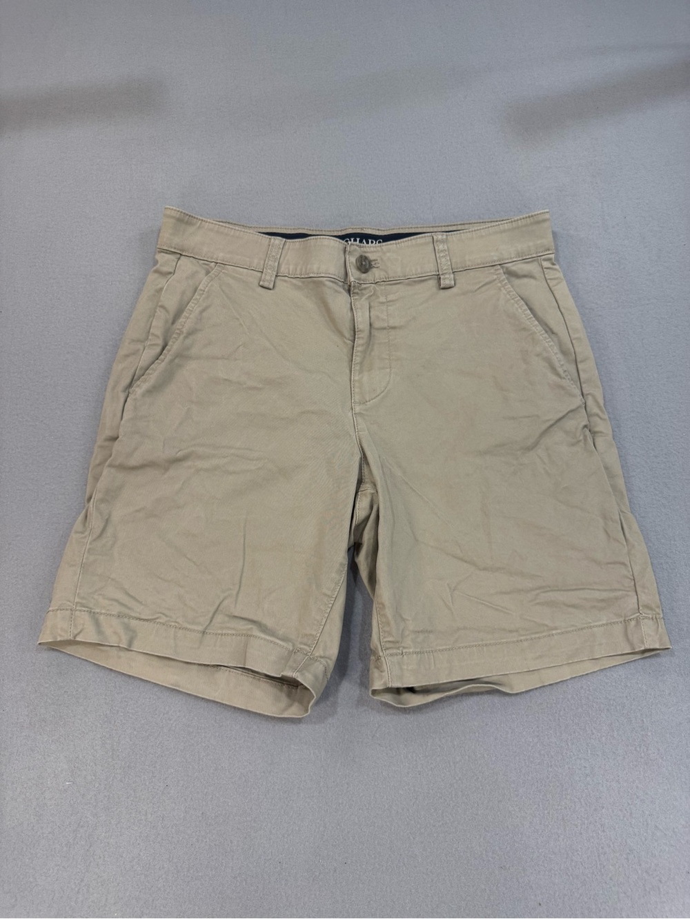 Chaps Beige Flat-Front Cotton Chino Shorts 30, 7 inch inseam